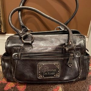 Genna De Rossi Gunmetal colored purse.